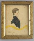 American School Early 19th Century Miniature Portrait of Boy Wearing a Blue Jacket