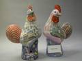 Set of Three Chinese Enamel Decorated Porcelain Gamecocks
