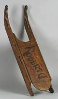 Paint Decorated Oak and Iron Childs Sled