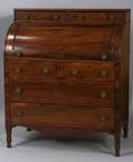 Federal Mahogany and Rosewood Veneer Cylinder Desk