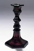 ReddishPurple Pressed Glass Hexagonal Candlestick