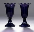 Pair of Dark Amethyst Pressed Glass Tulip Vases