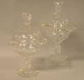 Pair of AngloIrish Colorless Cut Glass Covered Sweetmeat Jars