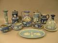 Thirteen Wedgwood Dark and Light Blue Jasper Table Items