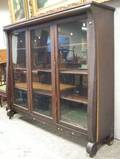 Classical Revival Mahogany Veneer Glazed ThreeDoor Bookcase