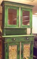 EasternEuropean Provincialstyle Green Painted TwoPart Cabinet