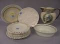 Eleven Pieces of Wedgwood Queens Ware Tableware and a Longfellow Transfer Pitcher