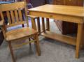 Arts  Crafts Oak OneDrawer Library Table and Armchair