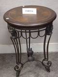 Pair of Louis Philippe Style Gilt and Tooled Leather Mounted Wrought Iron Stands