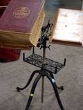 Late Victorian Mechanical Painted Cast Iron and Oak Dictionary Stand
