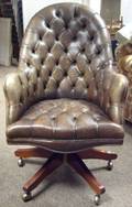 Leather Upholstered Swivel Desk Armchair