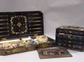 Chinese Export Gilt Lacquer Folding Game Board and a Carved MahJongg Case