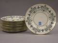 Set of Twelve Minton Enamel Decorated Porcelain Luncheon Plates