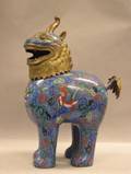 Large Chinese Cloisonne Foo Dog Incense Burner