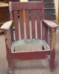 Red Painted Harden Arts  Crafts Oak Slatsided Armchair