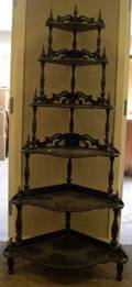 Victorian Ebonized Walnut SixTier Corner Etagere