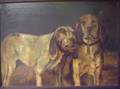 Framed Oil Portrait of Two Hounds