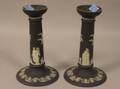 Pair of Wedgwood Black Jasper Dip Candlesticks