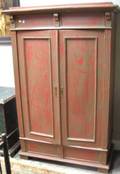 Louis XVI Style Red and Green Painted TwoDoor Cabinet