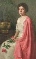 Lee Lufkin Kaula American 18651957 Portrait of a Young Woman in a Pink Cape