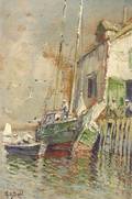 Arthur Vidal Diehl American 18701929 Wharf Scene