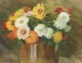 Laura Coombs Hills American 18591952 Marigolds and Zinnias