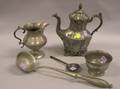 Pewter Ladle Spoon Footed Bowl Coffeepot and Jug