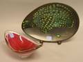 Modern Art Glass Bowl and a Glazed Ceramic Dish