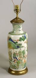 Chinese Famille Verte Porcelain Lamp Base