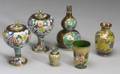 Six Pieces of Chinese Cloisonne and Four Pieces of Japanese and Chinese Metalwork