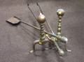 Pair of Brass Balltop Andirons Brass Fireplace Shovel and Tongs