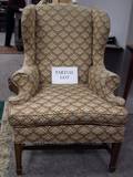 Pair of Regencystyle Upholstered Maple Wing Chairs