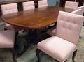 Georgianstyle Carved Mahogany DoublePedestal Dining Table and a Set of Eight Upholstered Carved Mahogany Dining Chairs
