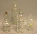 Two Colorless Glass Decanters and Two Colorless Glass Covered Urns