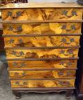 Baroquestyle Burlwood Veneer Lifttop FiveDrawer Bookform Chest