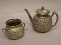 Gorham Repousse Sterling Silver Teapot and Sugar