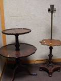 Chippendalestyle Carved Mahogany Piecrust TwoTier Dumbwaiter and a Beacon Hill Collection Mahogany LampTable