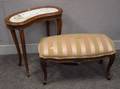 Louis XV Style Marbletop Kidneyshaped Side Table and Upholstered Fruitwood Bench