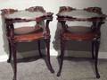 Pair of Rococostyle GlassInset Carved Mahogany End Tables