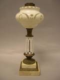 White CuttoClear Glass Overlay Oil Lamp