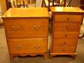 Diminutive Pine FiveDrawer Chest and a Pine Commode Cabinet