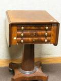Classical Mahogany Dropleaf ThreeDrawer Pedestal Work Stand