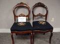 Set of Four Victorian Needlepoint Upholstered Walnut Parlor Side Chairs