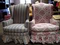 Pair of Upholstered Mahogany Wing Chairs
