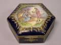 Sevres Giltmetal Mounted Hexagonal Handpainted Genre Scene Decorated Porcelain Lidded Box
