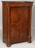Classical Carved and Veneered Mahogany Marbletop Secretaire Abattant