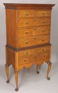 Queen Anne Maple and Pine Carved High Chest of Drawers