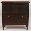 Dark Stained Paneled Chest over Drawers