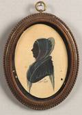 American School 19th Century Miniature Silhouette Portrait of a Woman