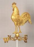 Molded Gilt Copper Rooster Weather Vane with Directionals